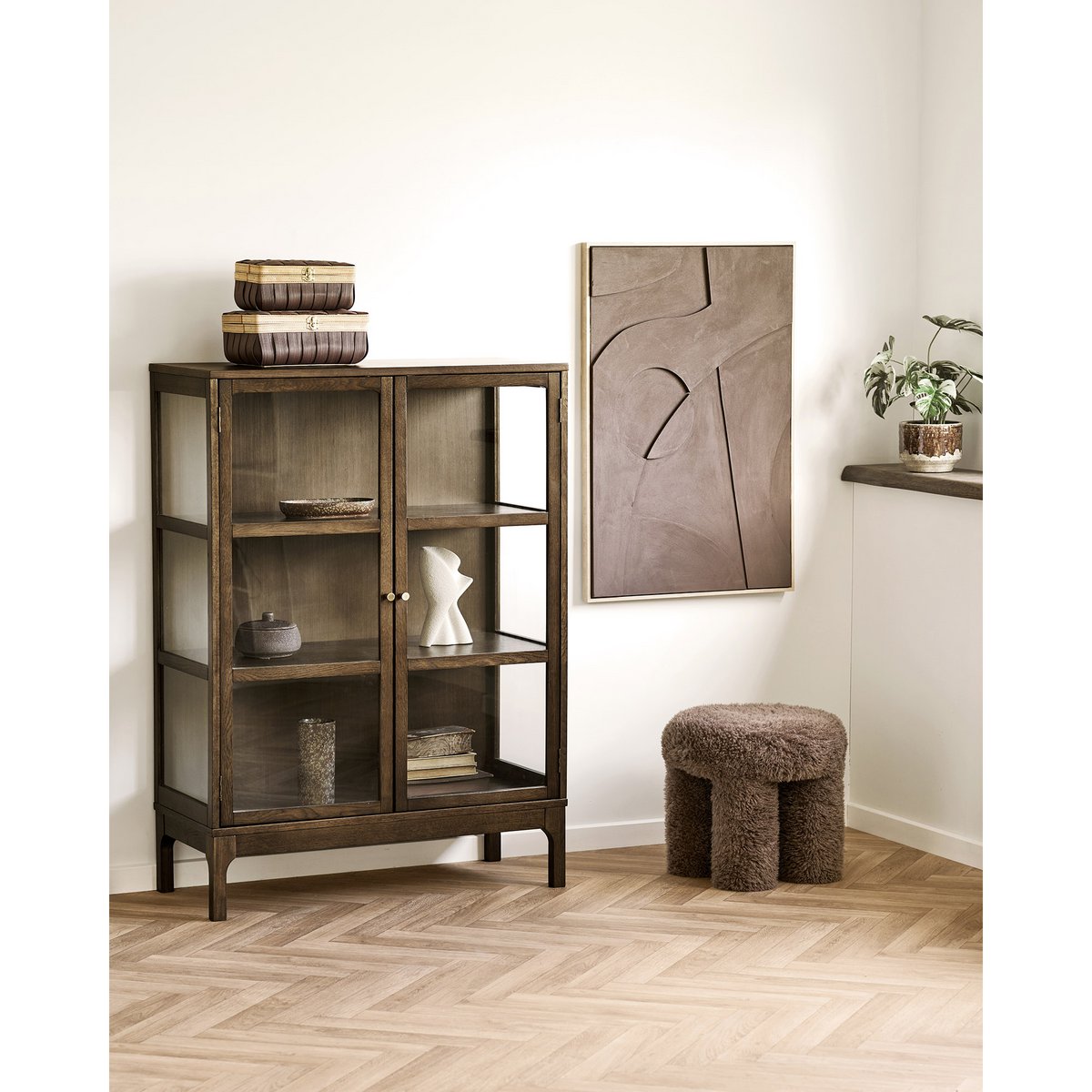 Poef Gisborne bruin ø42x38cm
