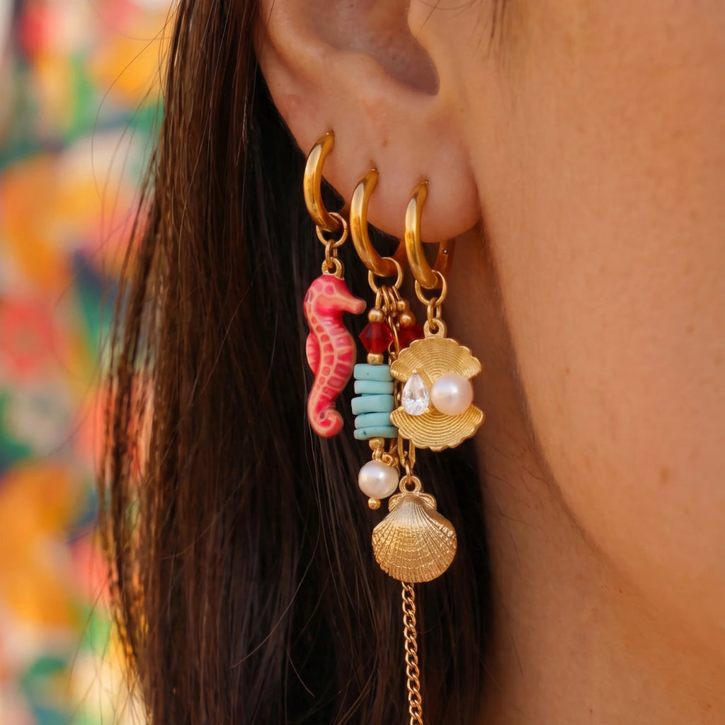 Island Sunset Shell Drop oorbel