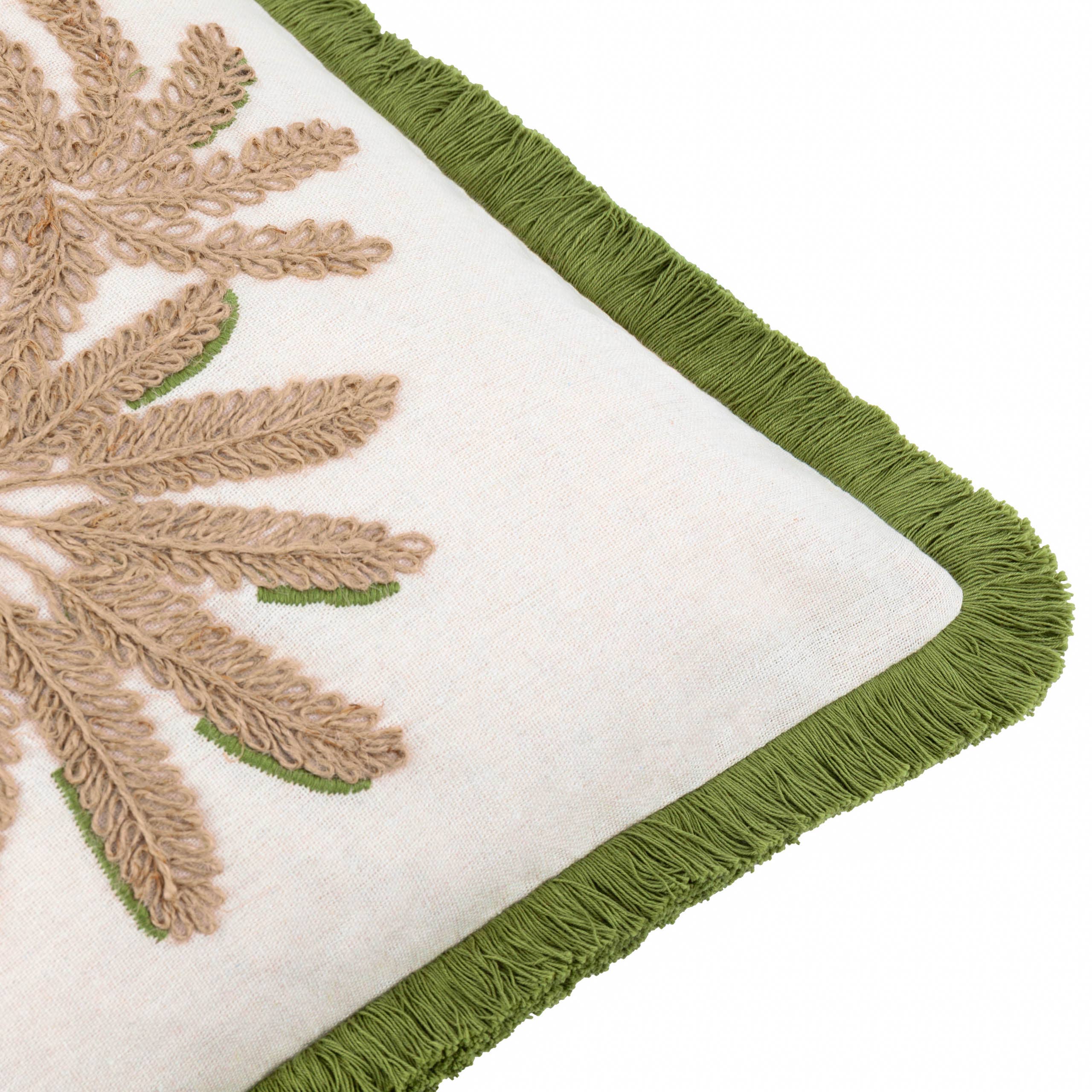 Palm Geborduurd Kussen Groen