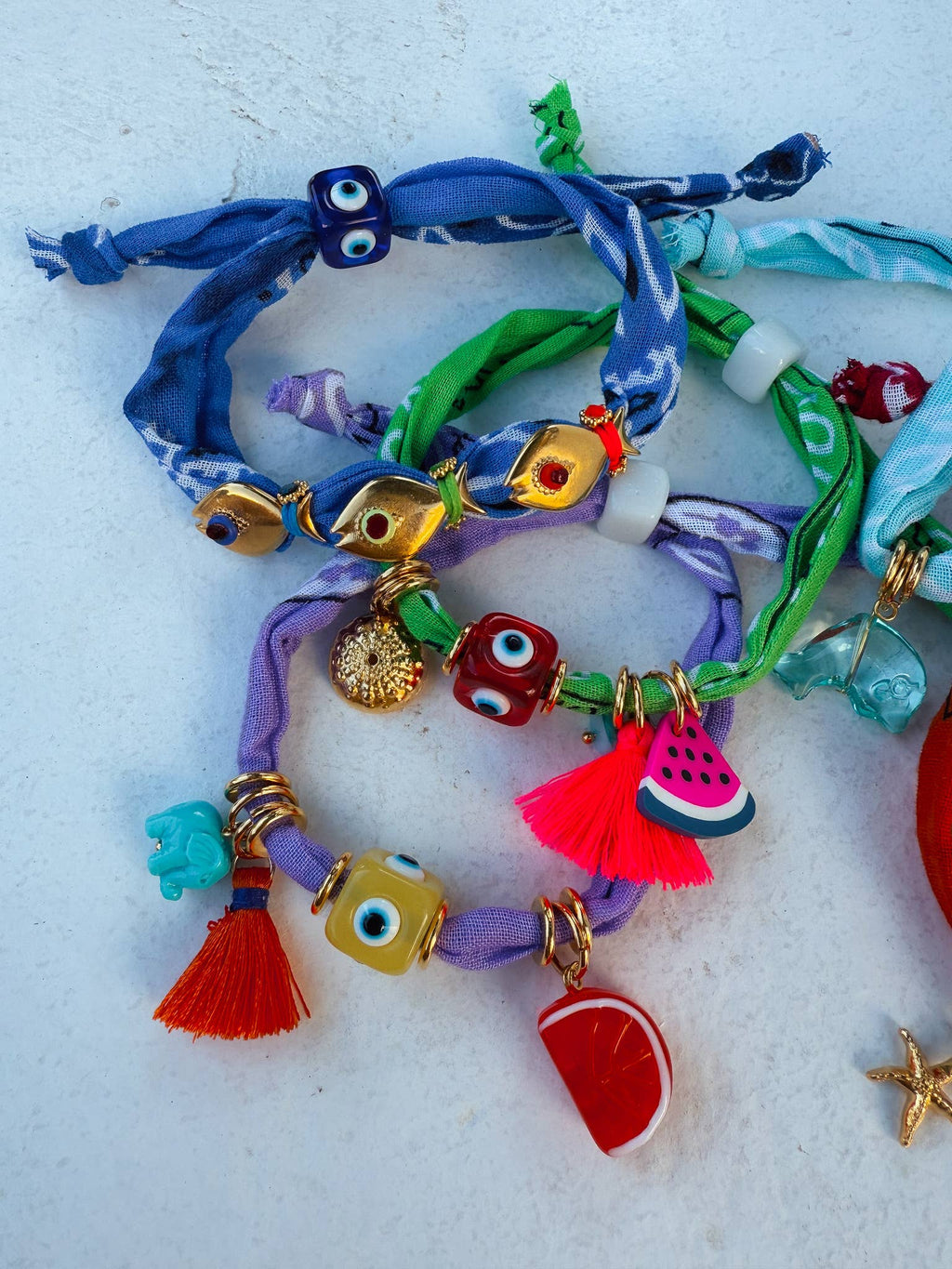 Bandana armband blauw/lila