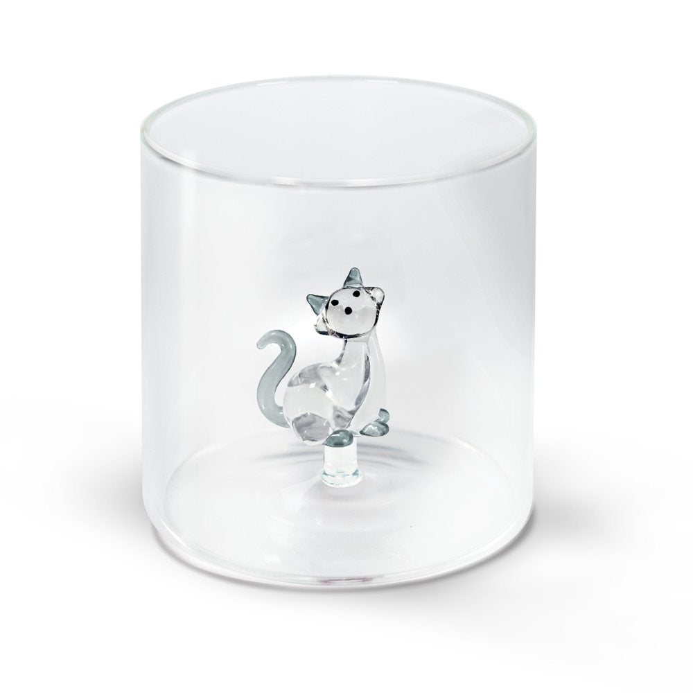 glas grijs katje