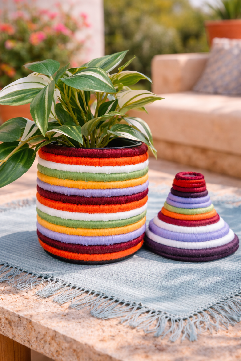Handgeweven berber mand stripes