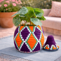 Handgeweven berber mand paars/oranje