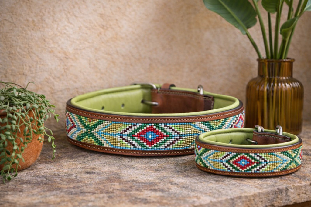 Handgemaakte Leren halsband Sandstorm - Kay Line