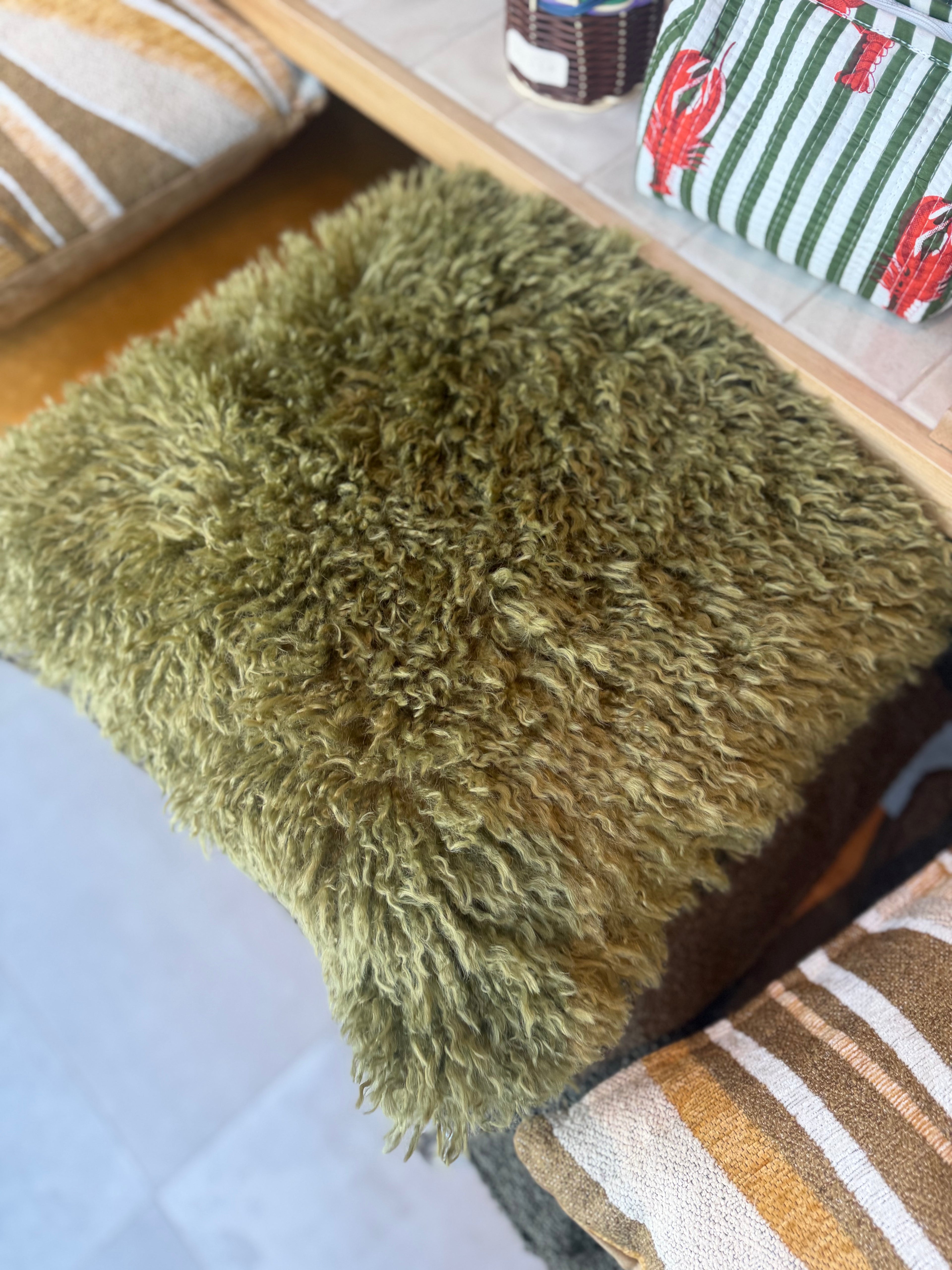 kussen groen pluche 45x45