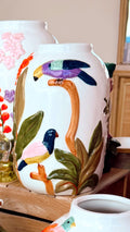 Vaas vogels/wit midden