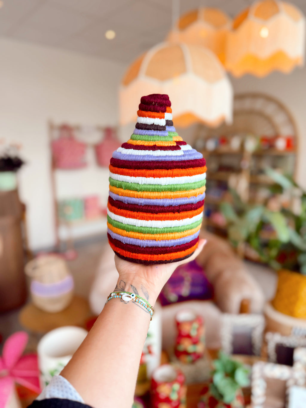 Handgeweven berber mand stripes