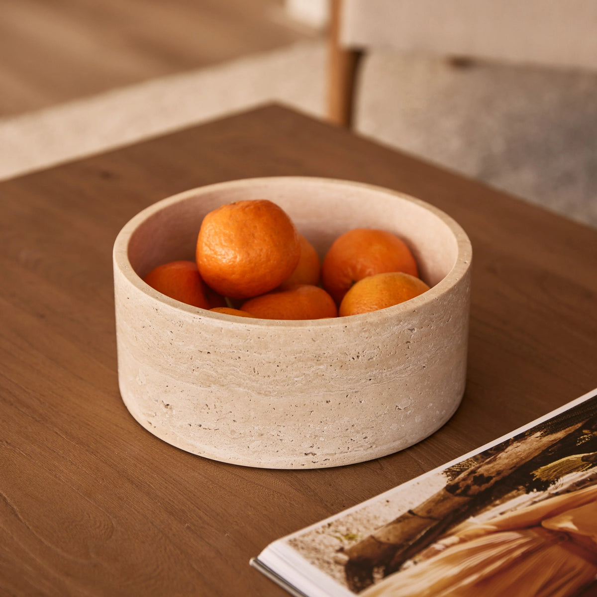 Fruitschaal Travertine Ø24x10cm