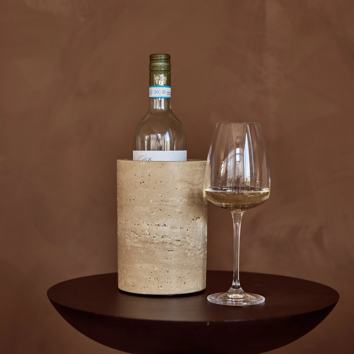 Wijnkoeler/vaas travertine 18x12cm