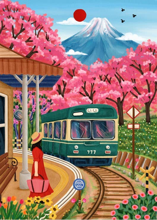 Puzzel 500 stukjes - Fuji Bloesems