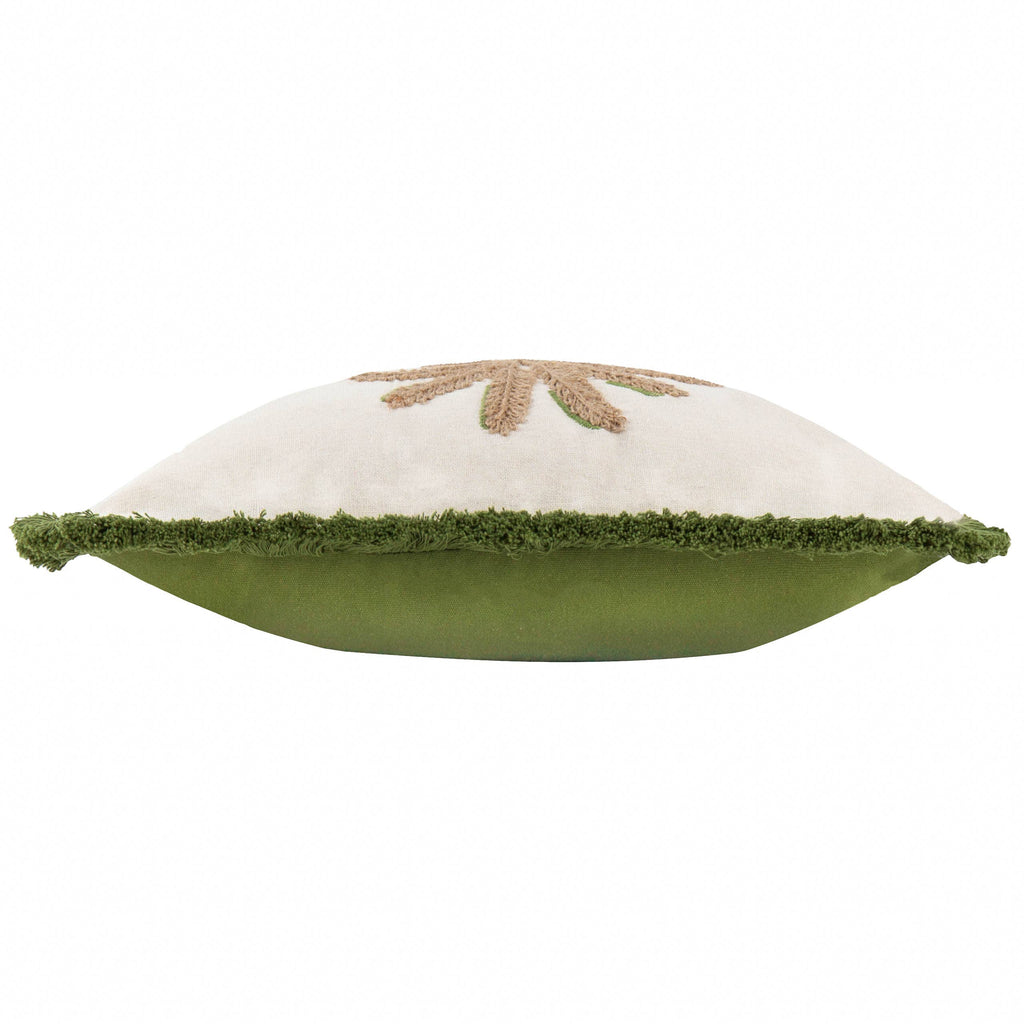 Palm Geborduurd Kussen Groen