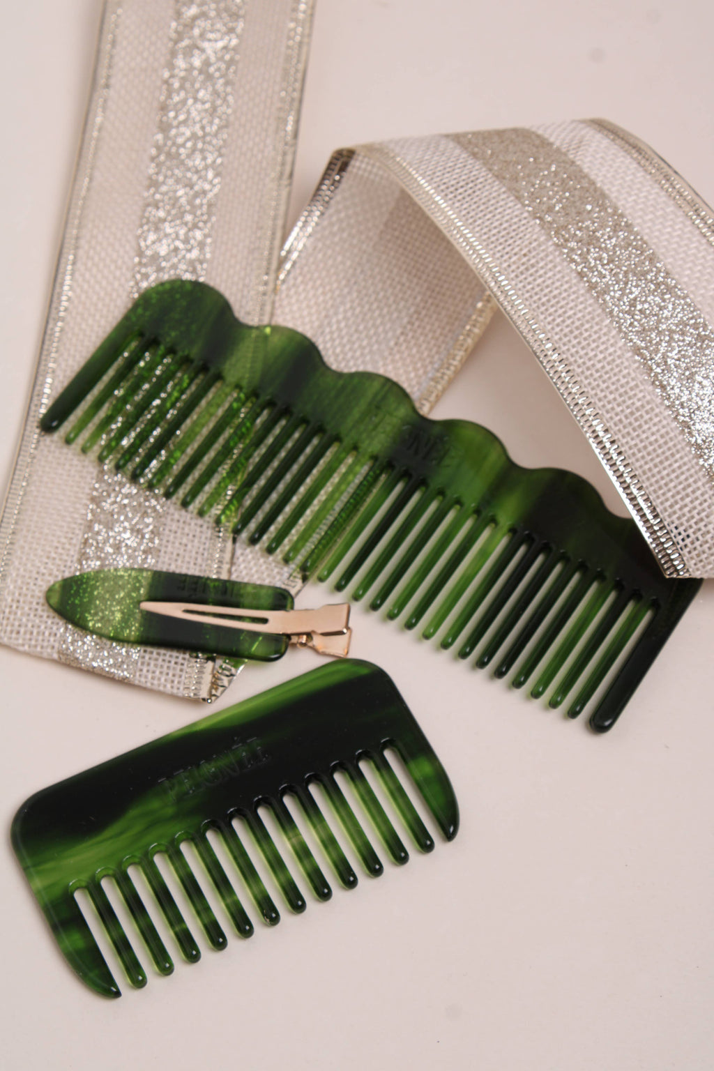 Smaragdgroene haarclips (set van twee)