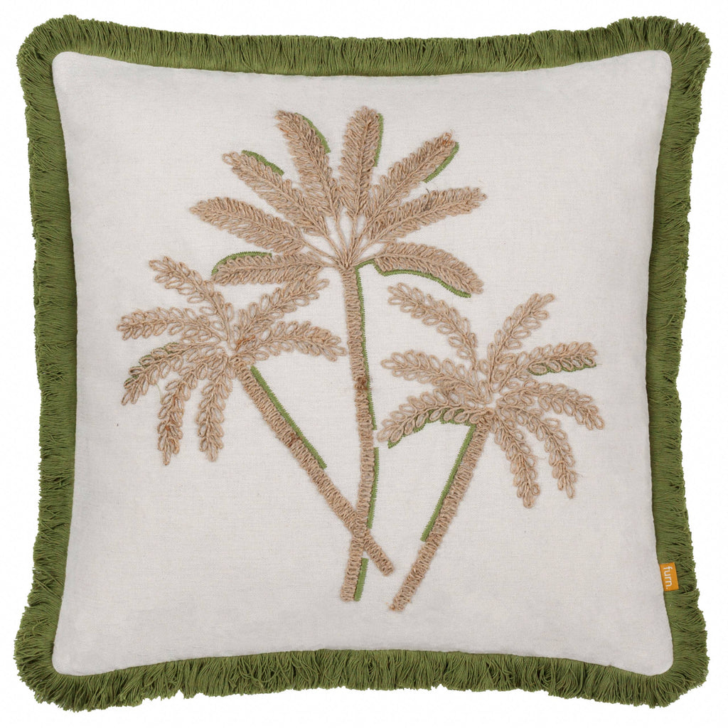 Palm Geborduurd Kussen Groen