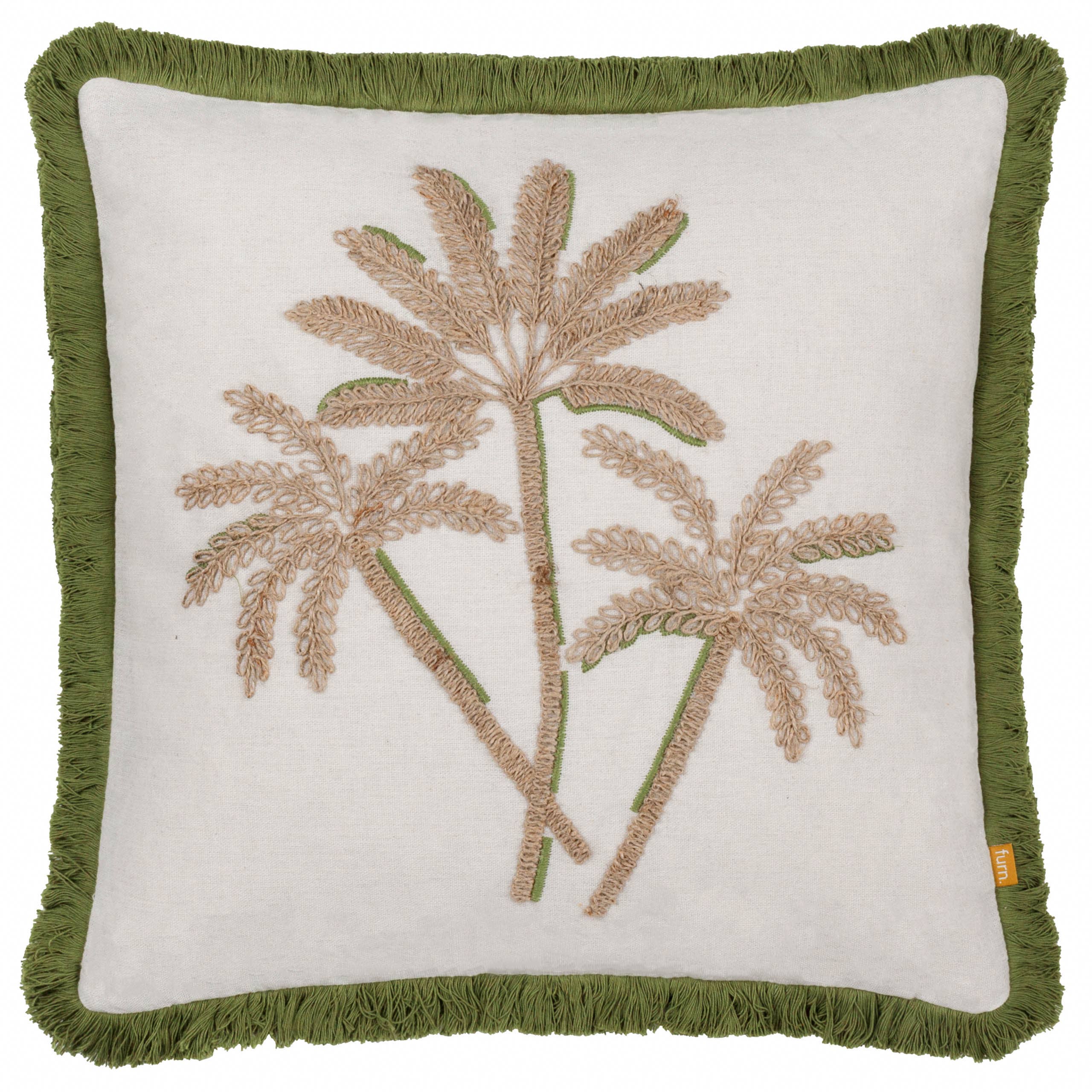 Palm Geborduurd Kussen Groen
