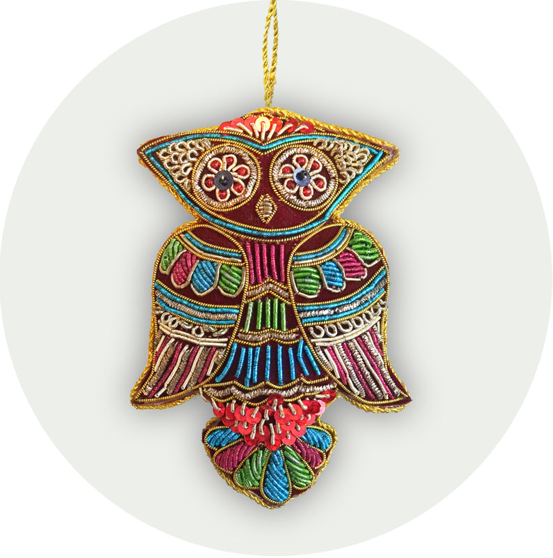 Funky kerstornament met parels