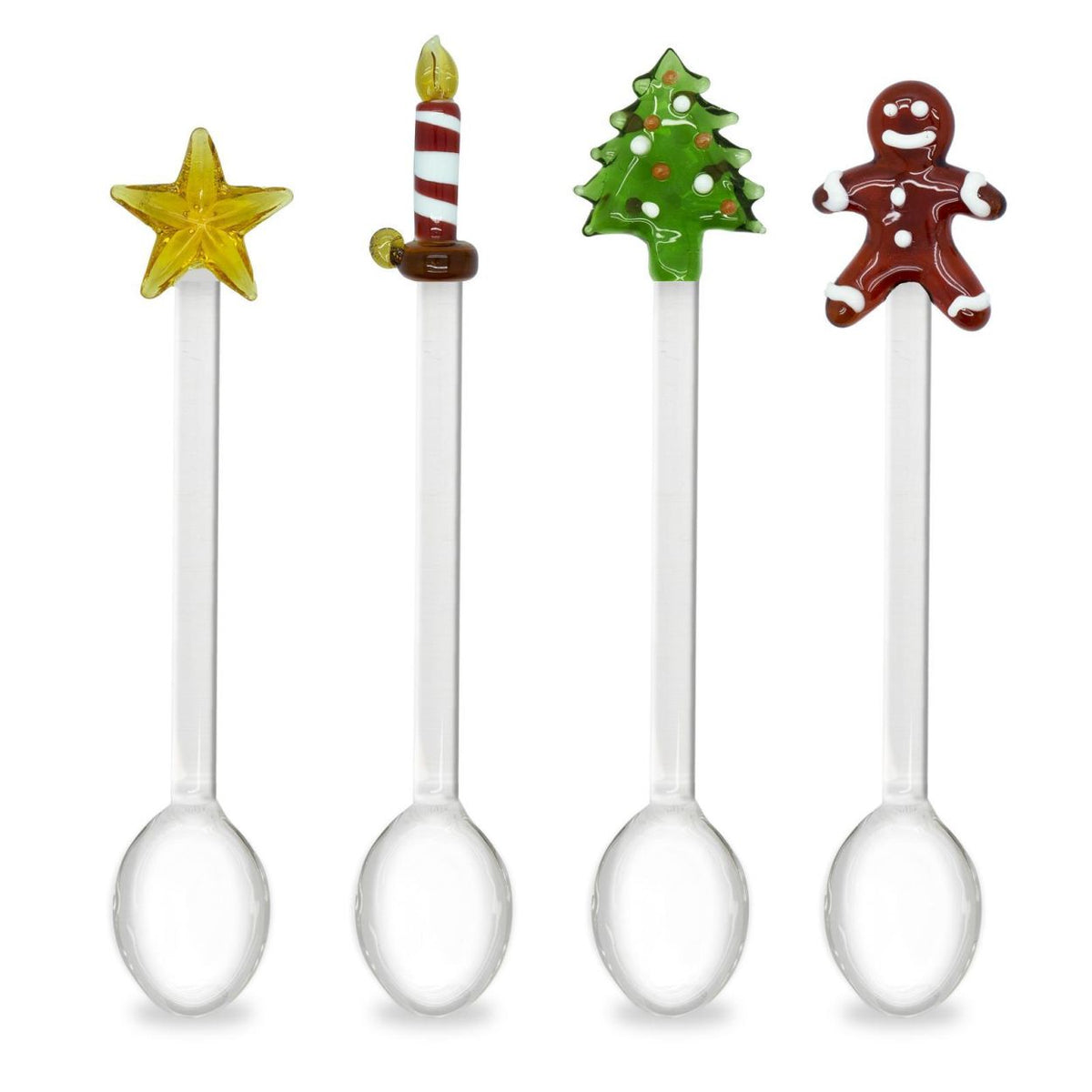 kerstlepeltjes ster/kaars/boom/koekenman 4st