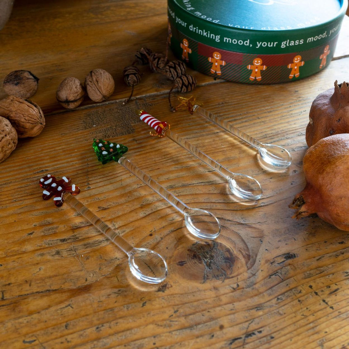 kerstlepeltjes ster/kaars/boom/koekenman 4st