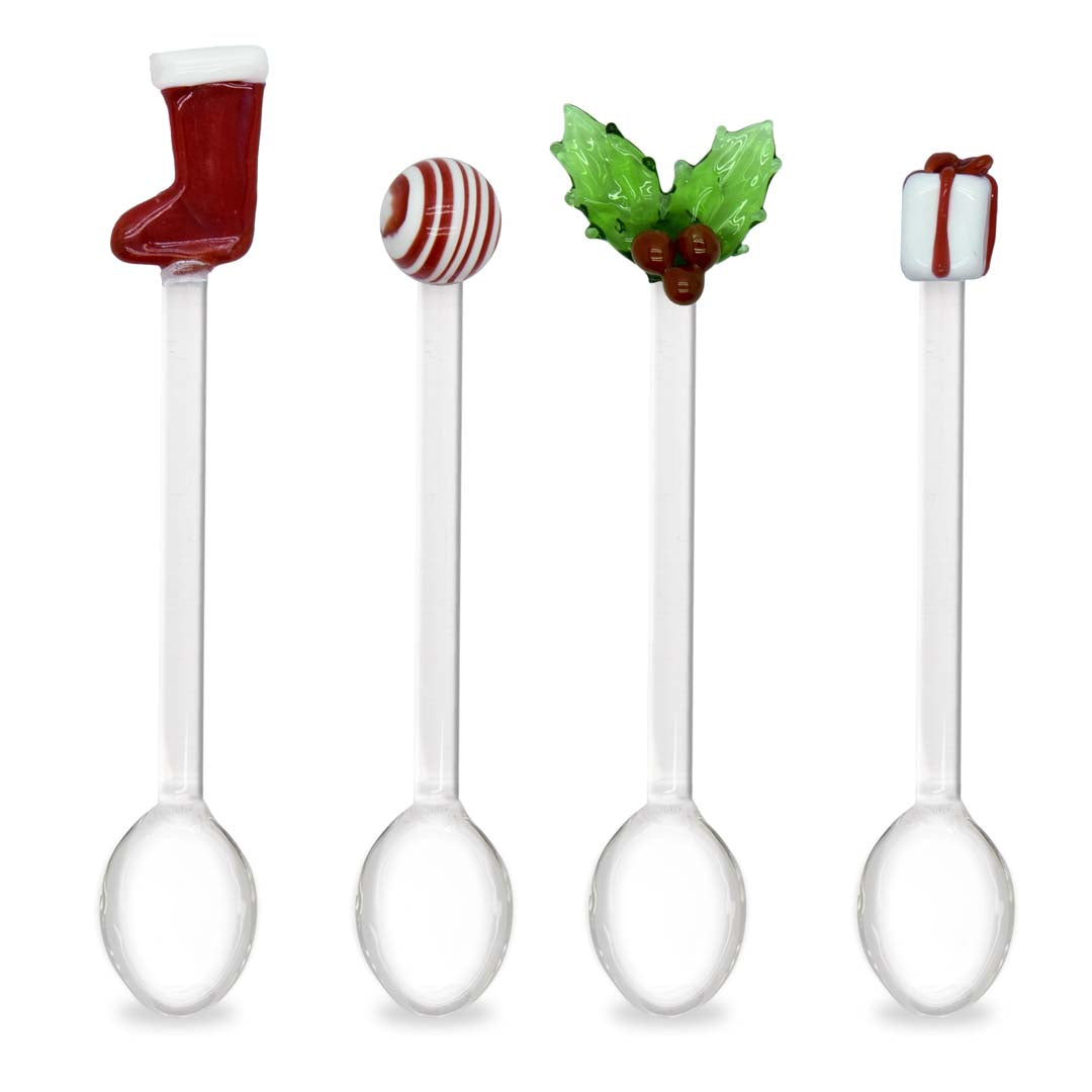 kerstlepeltjes sok/bal/hulst/pakje 4st
