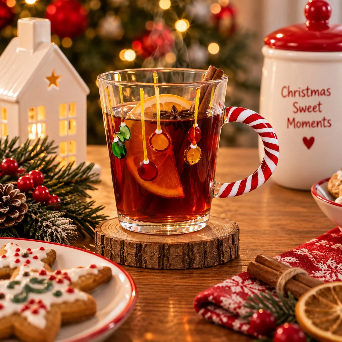 kerstmok kerstballen rood/wit